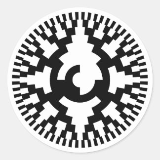 Sticker Rond Codeur rotatif de code gris 8 bits