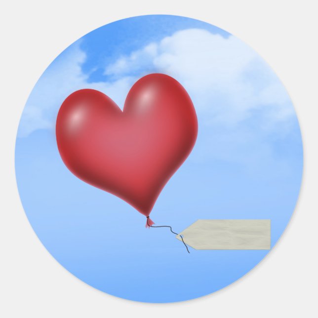 Sticker Rond Coeur à ballon unique avec balise de message (Devant)