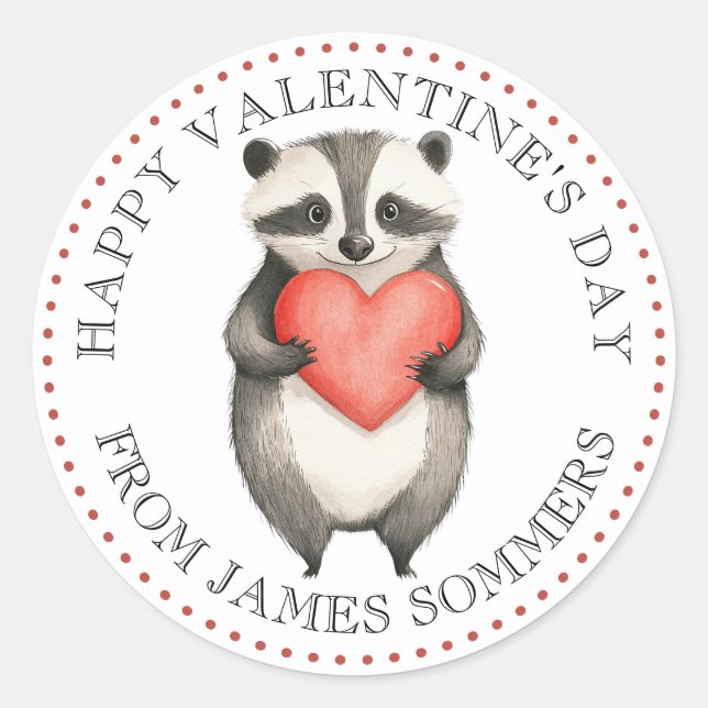 Sticker Rond Coeur animal de l'Heureuse Sainte-Valentin Kid (Devant)