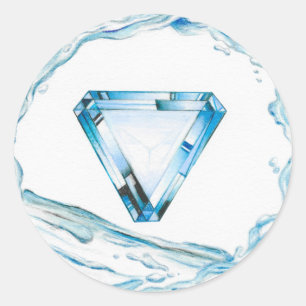 Sticker Rond Coeur aquamarine