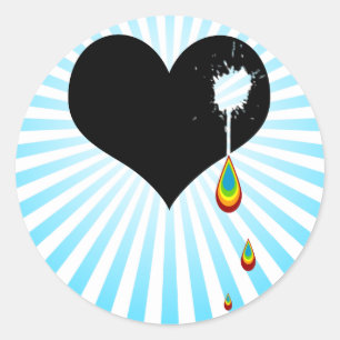 Sticker Rond coeur arc-en-ciel.