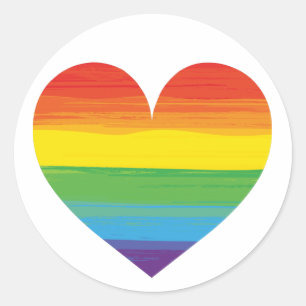 Sticker Rond Coeur arc-en-ciel