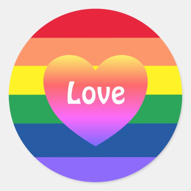 Sticker Rond Coeur arc-en-ciel LGBTQ gay pride (Devant)