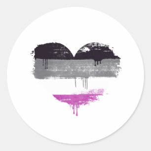 STICKER ROND CŒUR ASEXUÉ - AMOUR ASEXUÉ