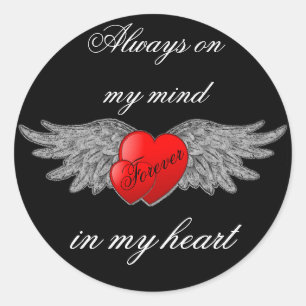 Sticker Rond Coeur avec les ailes et Citation