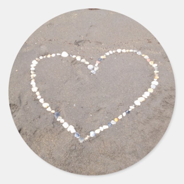 Sticker Rond Coeur Beach Shell (Devant)