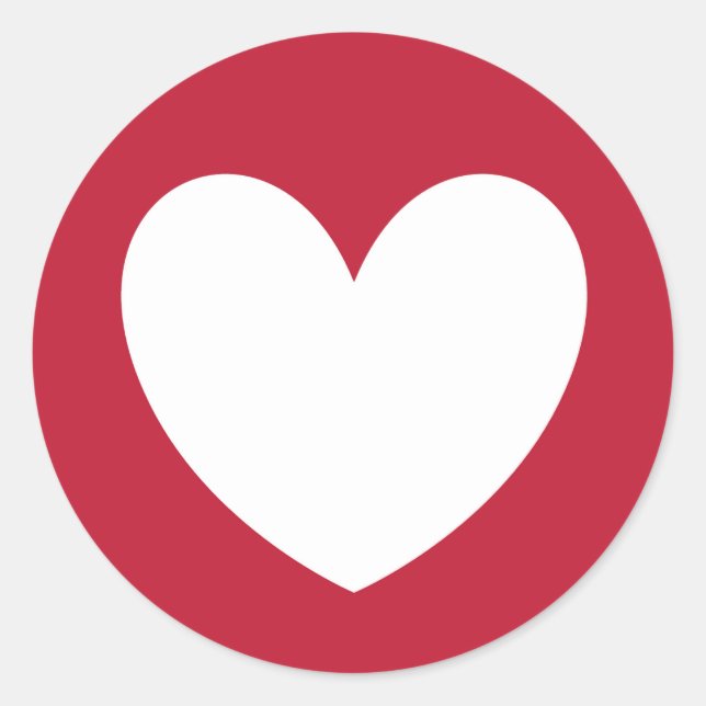 Sticker Rond Coeur blanc en rouge (Devant)