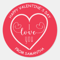 Cœur blanc rouge Je t'aime Joyeuse Saint-Valentin