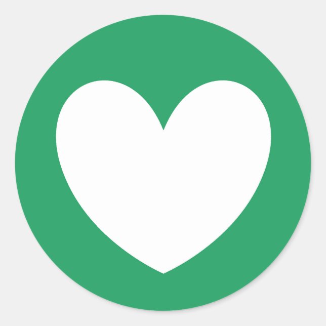 Sticker Rond Coeur blanc sur Kelly green (Devant)