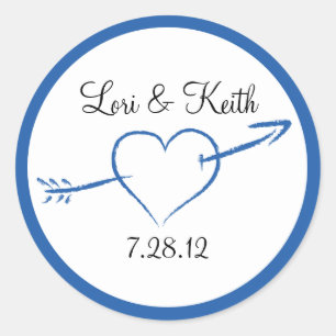 Sticker Rond Coeur bleu et flèche