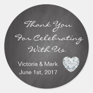 Sticker Rond Coeur Chalkboard personnalisé Faveurs de mariage