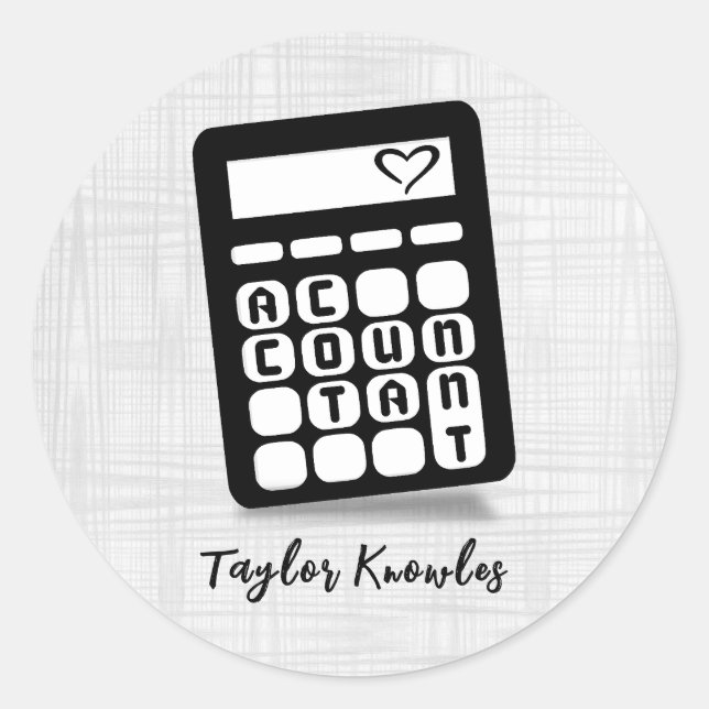 Sticker Rond Coeur comptable calculateur (Devant)