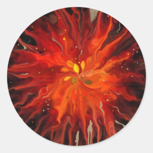 Sticker Rond Cœur cramoisi – Explosion d'énergie abstraite enfl