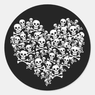Sticker Rond Coeur crâne
