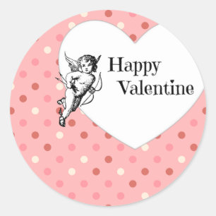 Sticker Rond Coeur croustillant rose pastel Valentine