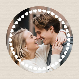 Sticker Rond Cœur d'amour de couleur personnalisée avec photo a