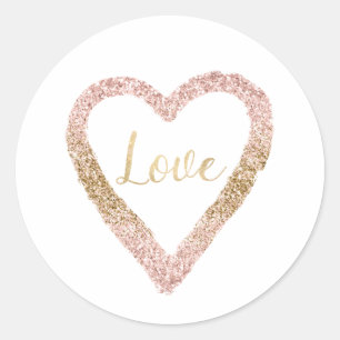 Sticker Rond Coeur d'amour de la Parties scintillant d'or rose
