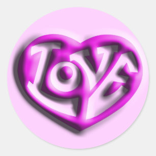 Sticker Rond Coeur d'amour hippie rose chaud
