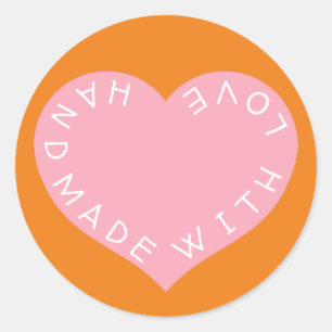 Sticker Rond Coeur d'amour rose fait main