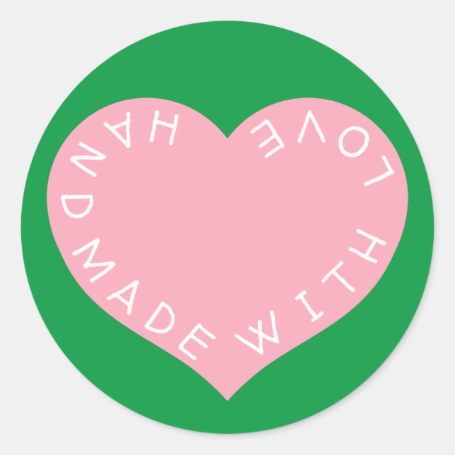 Sticker Rond Coeur d'amour rose fait main (Devant)