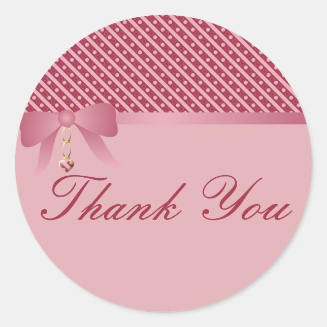 Sticker Rond Coeur Dangle Pink Frappes Et Points (Devant)