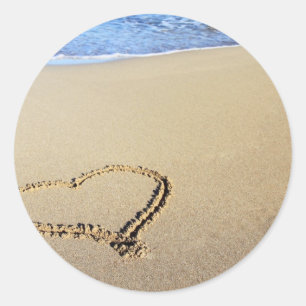 Sticker Rond Coeur dans le sable