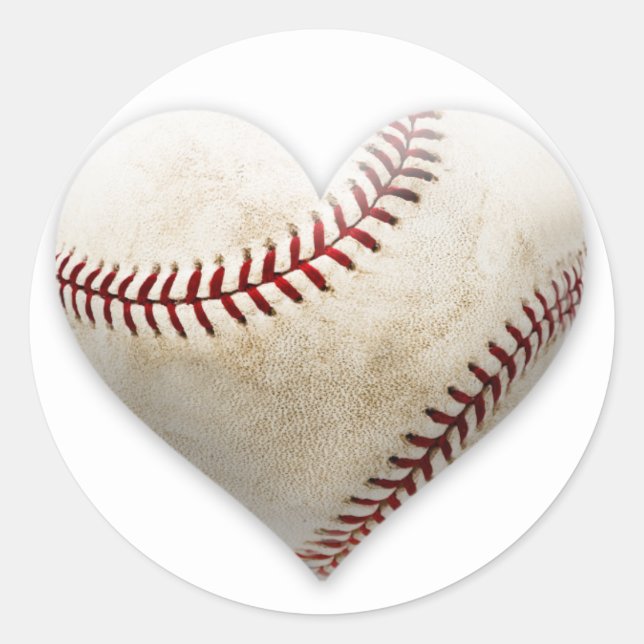 Sticker Rond Coeur de baseball (Devant)
