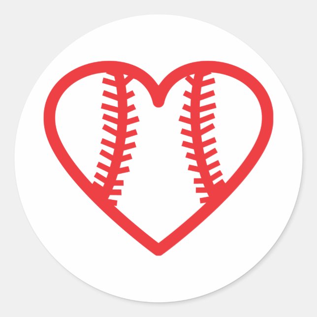 Sticker Rond coeur de baseball rouge (Devant)
