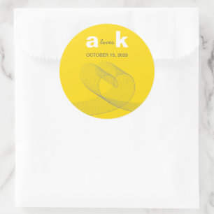 Sticker Rond Coeur de boucle moderne Lignes d'amour simples Mar