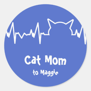 Sticker Rond Coeur de chat pour les mamans de chat, les papas d