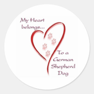 Sticker Rond Coeur de chien berger allemand Appartient