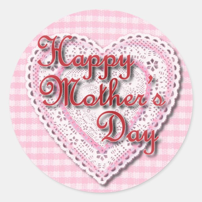 Sticker Rond Coeur de dentelle pour maman le jour de la Mère (Devant)