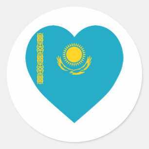 Sticker Rond Coeur de drapeau de Kazakhstan