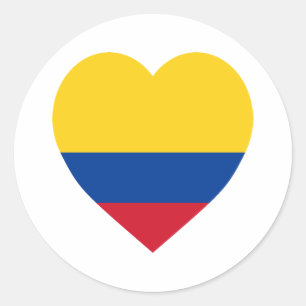 Sticker Rond Coeur de drapeau de la Colombie