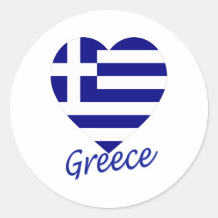 Sticker Rond Coeur de drapeau de la Grèce