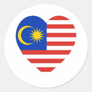 Sticker Rond Coeur de drapeau de la Malaisie