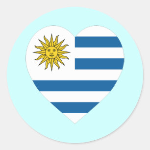 Sticker Rond Coeur de drapeau de l'Uruguay