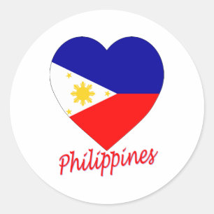 Sticker Rond Coeur de drapeau de Philippines