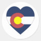 Sticker Rond Coeur de drapeau du Colorado (Devant)