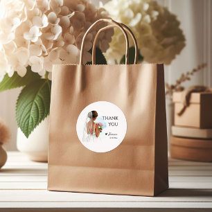 Sticker Rond Coeur de Fête des mariées afro-américain