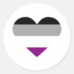 Sticker Rond Cœur de fierté asexuelle