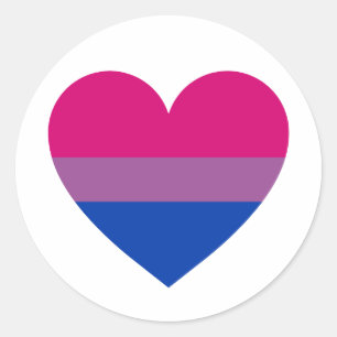 Sticker Rond Coeur de fierté bisexuel