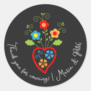 Sticker Rond Coeur de floraison folklorique portugais