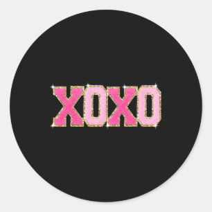 Sticker Rond Cœur de la Saint-Valentin Xoxo à paillettes Patch