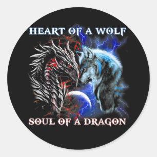 Sticker Rond Coeur De L'Âme De Loup D'Un Dragon - Dragon Cool -