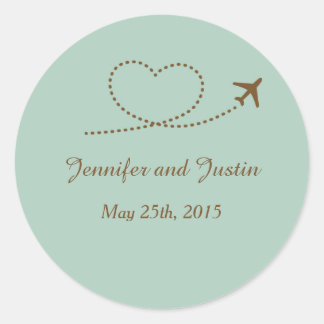 Sticker Rond Coeur de l'avion bleu de 20 à 1,5 pouces d'envelop