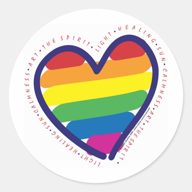 Sticker Rond Coeur de l'esprit gay pride (Devant)