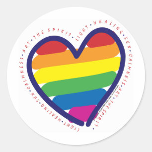 Sticker Rond Coeur de l'esprit gay pride
