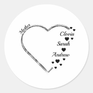 Sticker Rond Cœur de mère personnaliser le nom
