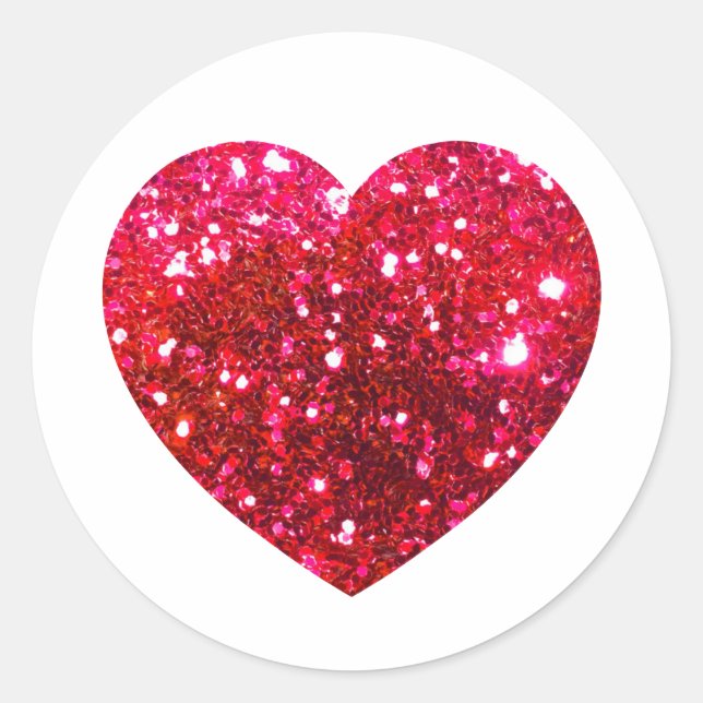 Sticker Rond coeur de parties scintillant, amour, coeur rouge,  (Devant)